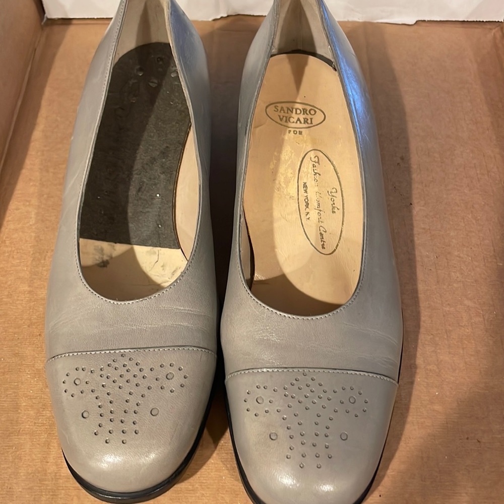 SANDRO VICARI Gray Box Toe Shoes Made in Italy Size 381/2